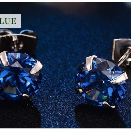 Lake Blue Silver Set Cubic Zirconia Stud Earrings