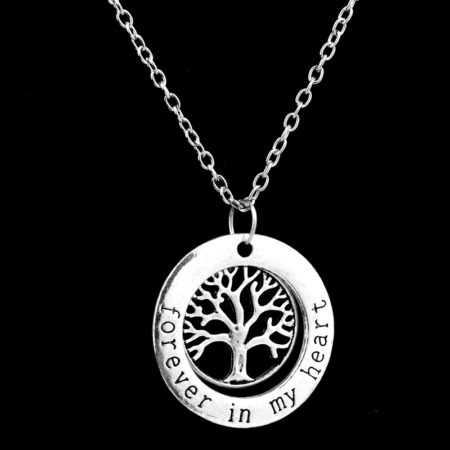 Stunning - Silver Plated Tree of life - Forever in my heart pendant necklace