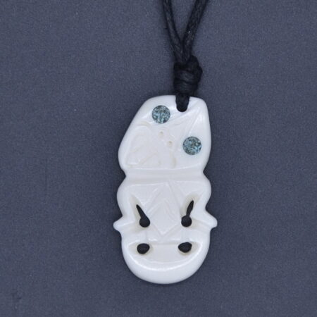 Stunning Hand Carved Tiki Bone Pendant Necklace
