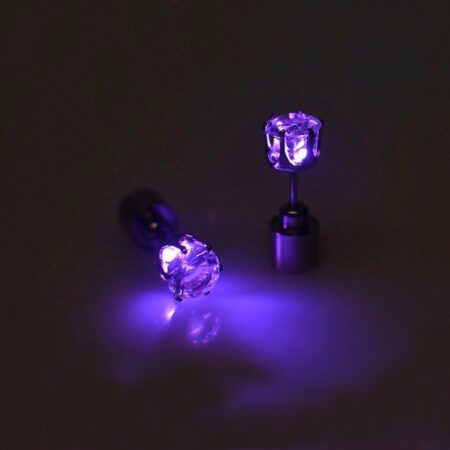 LED LIGHT UP Multicolour Crown Ear Studs - perfect for parties, raves - pair