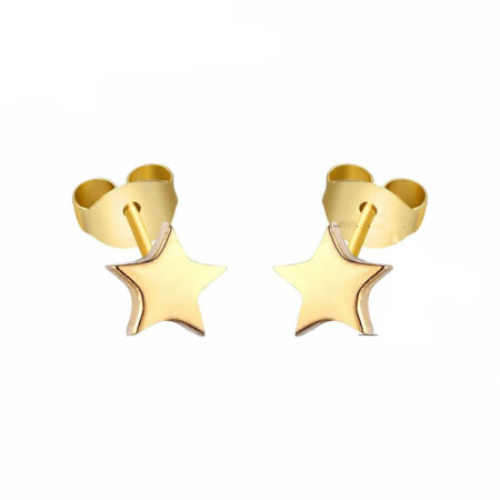 Mini Stainless Steel Solid Star Stud Earrings - Gold tone