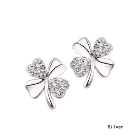 Stunning Irish Luck 4 Leaf Clover - Silver Stud Earrings