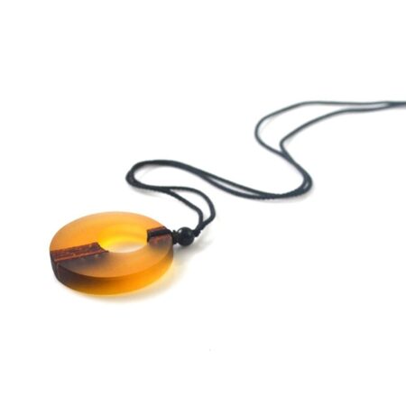 Natural Wood & Resin Colorful Pendant Necklace with Woven Rope Cord - Magic