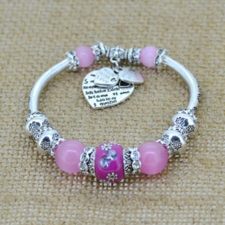 Love Heart Charm Bracelet - Pink