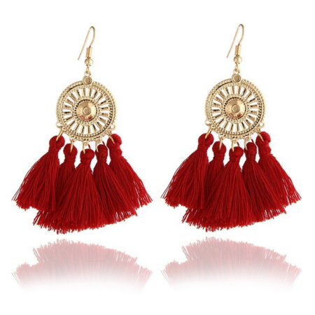Vintage Fashion Bohemian Tassel Drop Hook Earrings with an Approx 75mm Drop