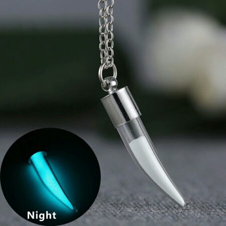 Glow In the Dark Glass Tooth Bottle Pendant Necklace