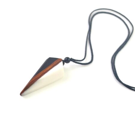 Natural Wood & Resin Colorful Pendant Necklace with Woven Rope Cord - Unity