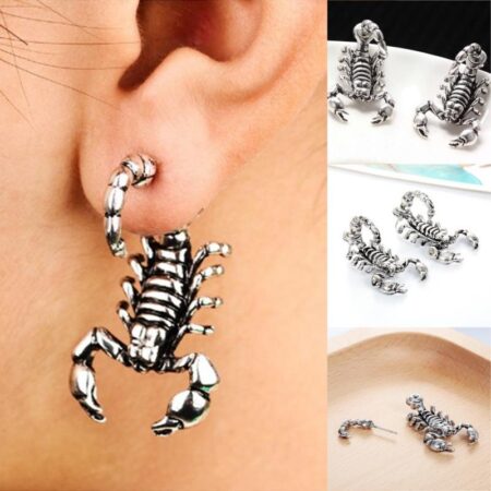 Metal Scorpion Stud Earring - Silver - 1 piece