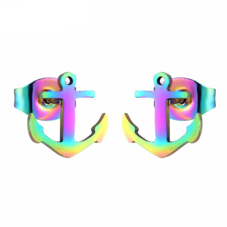 Small Multi Colour Anchor Ear Studs For Women