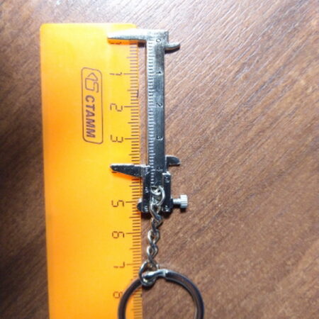 Silvertone Mini Vernier Caliper Scale Model Keychain - measure up to 45mm
