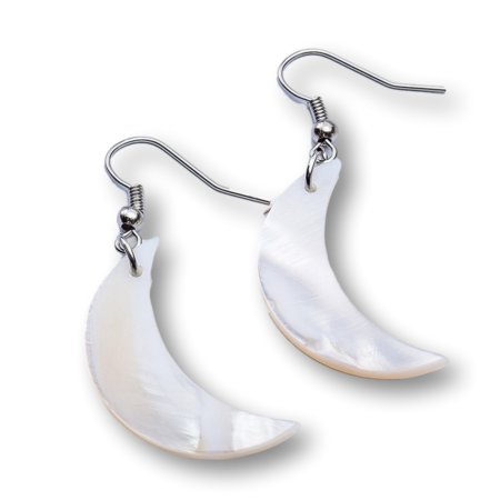 Dangling Natural Sea Shell Hook Earrings - Unique Like You - White Moon