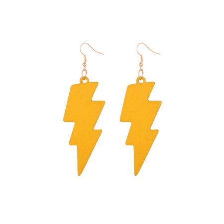 Dangle Lightning Bolt Hook Earrings - Statement Size Approx 93mm Drop Bad Banana