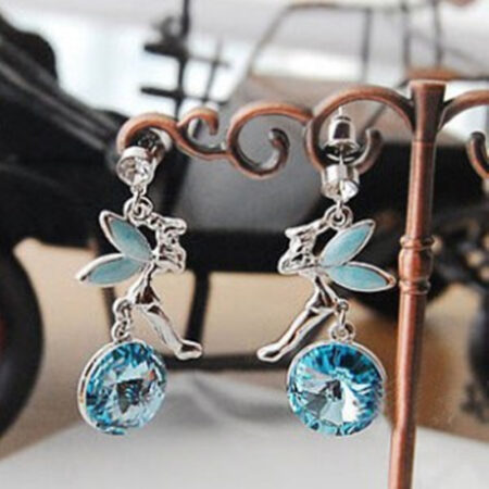 Flying Angel Pendant Earrings - BLUE