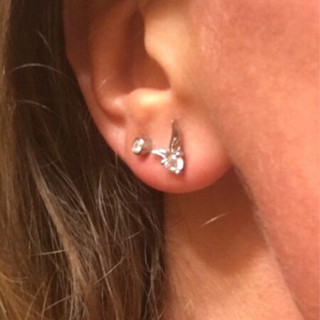 Angel Wings Crystal Silver Plated Ear Stud Earrings