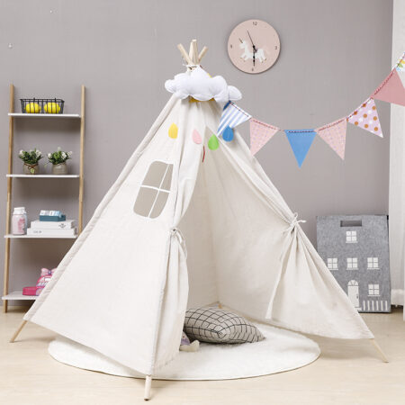 Teepee Tent for Kids - Cotton Linen Delight! - 80 x 80 x 110cm