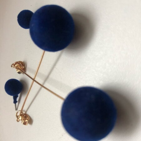Dangling Ball Drop Push Back Earrings - Blue