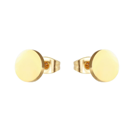 Mini Stainless Steel Fake Plug Stud Earrings - Gold tone