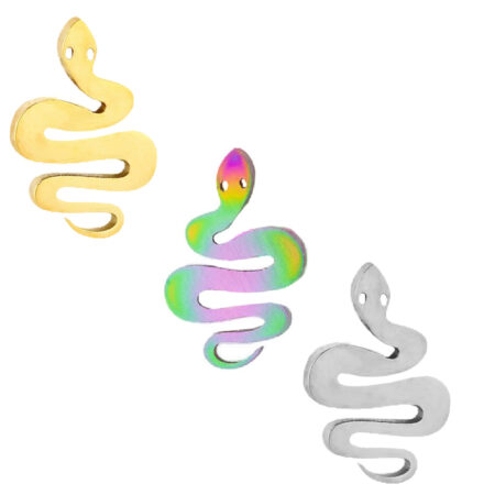 3 Pairs Small Snake Ear Studs - Men or Women - Multi | Silver | Gold