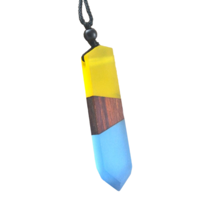 Natural Wood & Resin Colorful Pendant Necklace with Woven Rope Cord - Cocktail