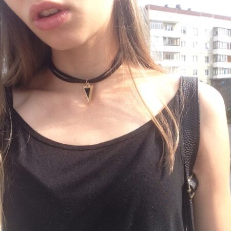 Gothic Short Choker Necklace - Large Black Triangle