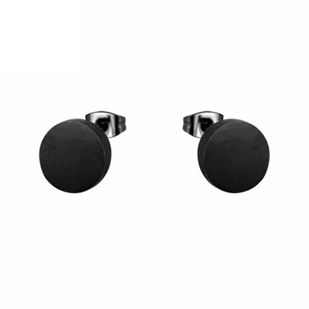 Mini Stainless Steel Fake Plug Stud Earrings - Black tone