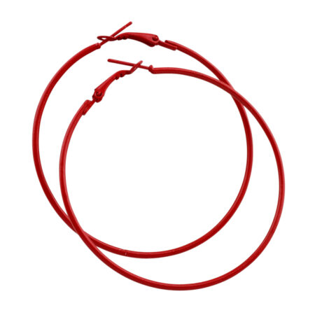Stainless Steel 60mm Colored Hoop Earrings -Lovers Red