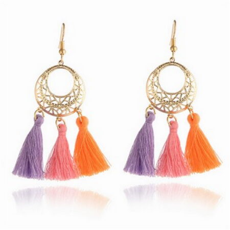 Vintage Fashion Bohemian Tassel Drop Hook Earrings with an Approx 75mm Drop