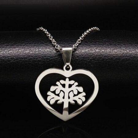 Gorgeous Heart Tree of Life Stainless Steel Pendant Necklace