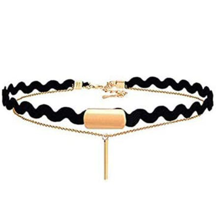 Classic Gothic / Punk Rocker Dainty Choker Velvet Necklace - Dangle