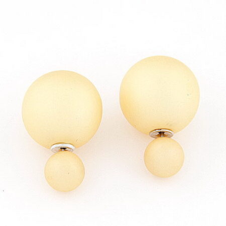 Matt Yellow - Double Pearl Stud EarringsMatt Yellow