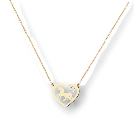 StainlessSteel Non-fading Unicorn Love Pendant Womens Necklace Gold