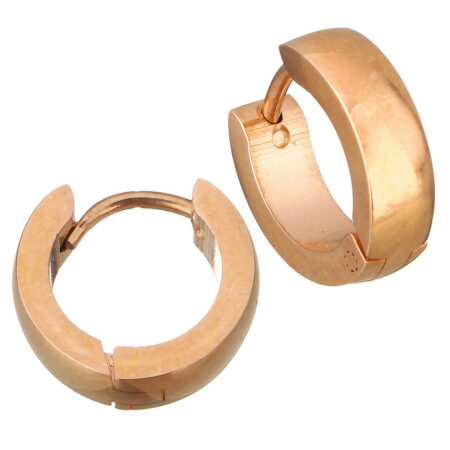 Stainless Steel Huggie Hoop Earrings - Approx 10mm hoop - Rose Gold