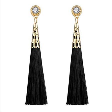 Vintage Fashion Bohemian Tassel Drop Stud Earrings with an Approx 70mm Drop