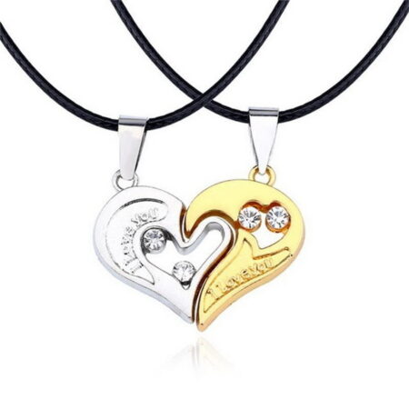 Cute Couples "I Love You" Twin Pendant Necklace - Gold