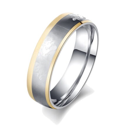 Stunning Stainless Steel Designer Ring with Dragon Laster Etching - Size 7