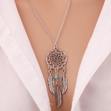 Bohemia Vintage Silver Plated Dreamcatcher Necklac