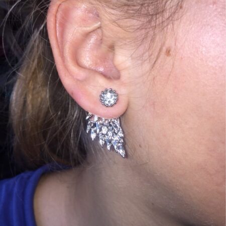 Angel Wing Stud Earrings - Silver