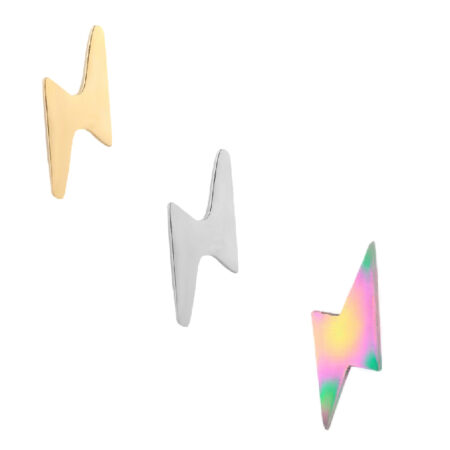 3 Pairs Small Lightning Bolt Ear Studs - Men or Women - Multi | Silver | Gold