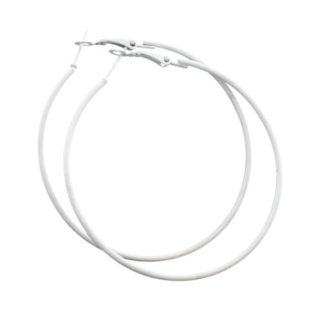 Stainless Steel 60mm Colored Hoop Earrings - Delicate White