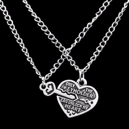 Heart & Key Love Pendant Necklaces (2 necklaces)