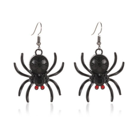 Scary Spider Web Halloween Jewelry Unisex 3D Style Hook Through Earrings Silver