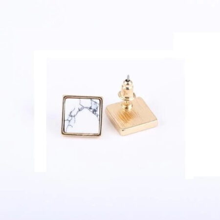 Stunning Small Marbled White Square Push back Studs