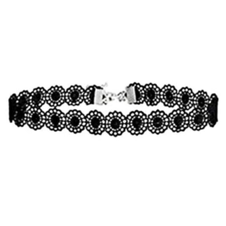 Classic Gothic / Punk Rocker Dainty Choker Velvet Necklace - Circle Power