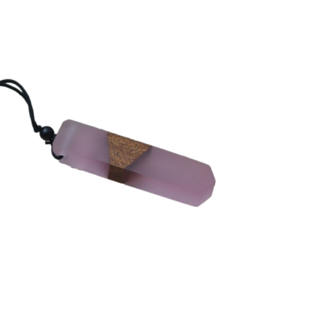 Natural Wood & Resin Colorful Pendant Necklace with Woven Rope Cord - Passion Pi