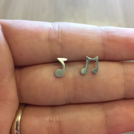 Musical Note Silver Ear Stud Earrings