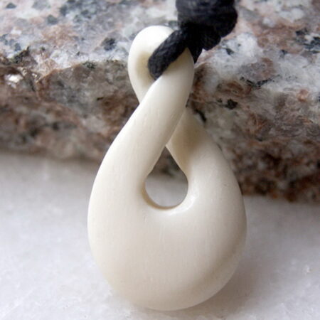 Stunning Hand Carved Single Matte Pikorua (Twist) Bone Pendant Necklace