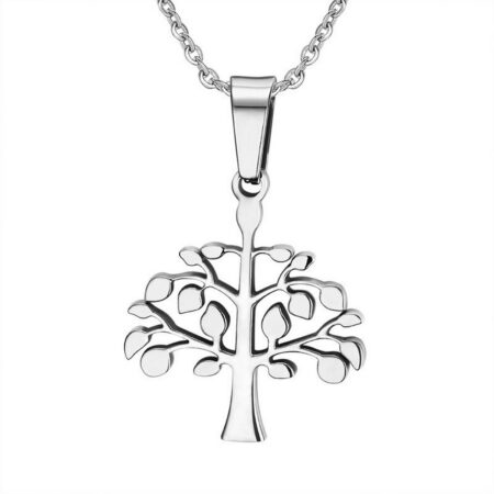 Perfect Gift - Tree of Life Stainless Steel - Leaf Highlight Pendant Neckla