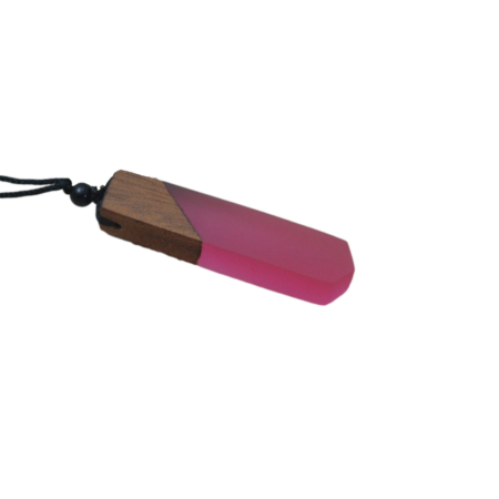 Natural Wood & Resin Colorful Pendant Necklace with Woven Rope Cord - Passion Pi