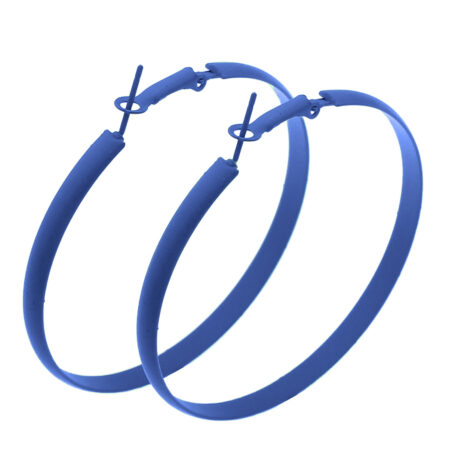 Classic Iron Big Fat Hoop Earrings - Approx 60mm Diameter - 4mm thick Darker Blu
