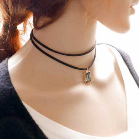 Punk Leather Choker Necklace Rock Bell Pendant Necklace - WHITE